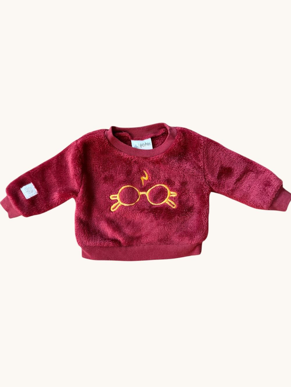 Harry Potter Baby Plush Fleece Sweatshirt Burgundy Glasses Lightning Bolt 0-3M